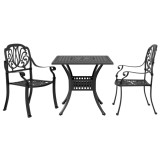 vidaXL Set mobilier bistro, 3 piese, negru, aluminiu turnat 3216338
