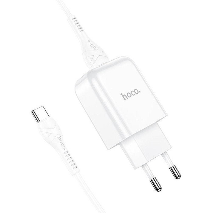 Incarcator Hoco N2 USB-A, 2.1A, cu Cablu USB-A la Type-C, Alb