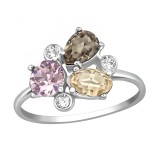 Inel argint, Geometric cu cristale Swarovski Multicolor, Marimea 55, A4S39504