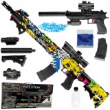 Pistol‑pușcă 2&icirc;n1 automat pe bile gel, lungime 87 cm, acumulator 500mAh, set cu 3000 bile