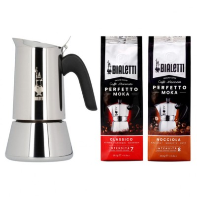Set Espressor Bialetti Venus 6 cesti + cafea macinata Nocciola&amp;amp;Classico foto