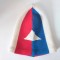 Sapca copiii moda anii 80, tricot rosu alb albastru cu triunghi alb, vintage