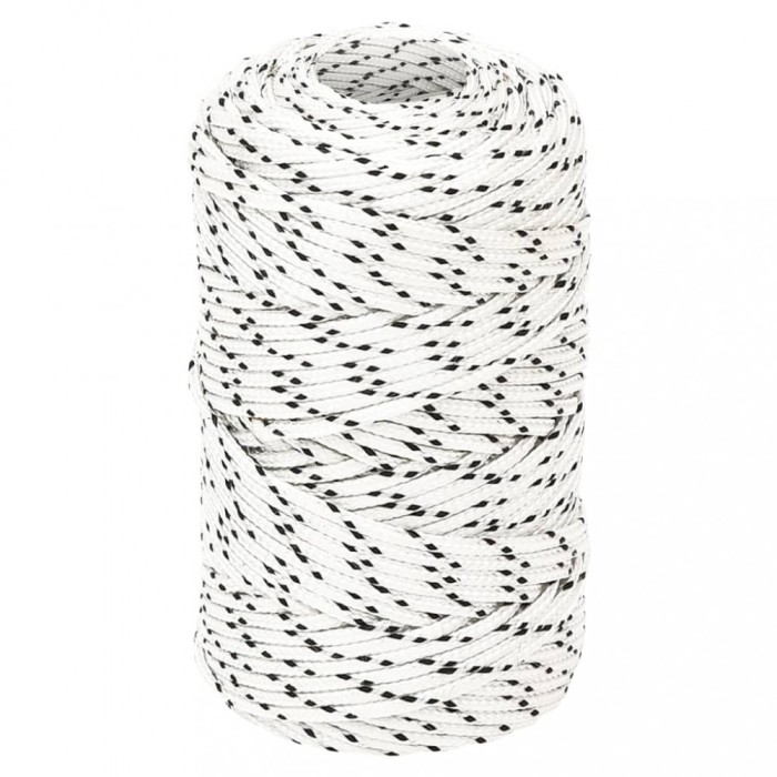 Fr&acirc;nghie &icirc;mpletită pentru barcă, alb, 2 mm x 100 m, poliester