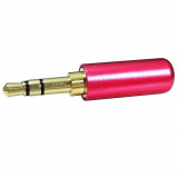 Mufa jack tata, 3,5mm, metal, stereo, roz, 122036