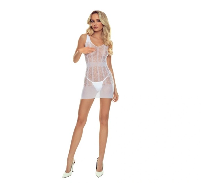 Rochie Mini Elastica, Transparenta, Alb, S-L