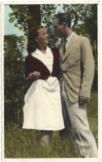 P1886N Fotografie colorizată din perioada regalității, studio Bilinski, București