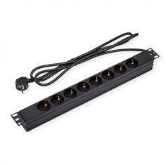 Prelungitor pentru cabinet PDU 19&quot; 1U Schuko la 8 prize Schuko 1.8m, Value 19.99.1632