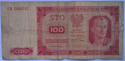 Bancnota Polonia - 100 Zlotych 1948 foto