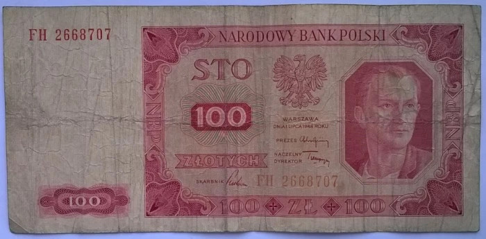 Bancnota Polonia - 100 Zlotych 1948