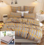 Cumpara ieftin Lenjerie Pat Bumbac cu Elastic Vanguard PX037, 4 Piese, Bej Maro, 180x200 cm