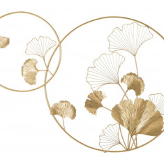 Decoratiune de perete Double Leaf, Mauro Ferretti, 120.5x80.5 cm, fier, auriu