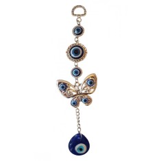 Amuleta Feng Shui pentru protectie si noroc, Fluture si Ochiului lui Horus, Argintiu, 21 cm, BFL011