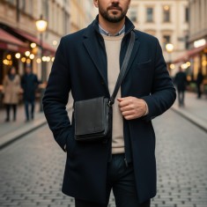 Borseta Barbati compacta din piele naturala Greenwood&reg; Rami:Ideala pentru telefon, Portofel, chei