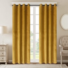 Draperie din catifea cu inele albe, Madison, 150x235 cm, densitate 700 g/ml, Medalion, 1 buc