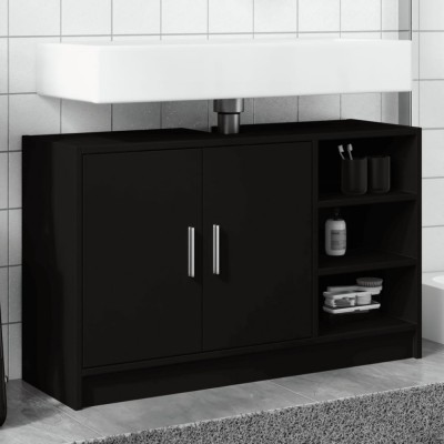 Gossi dulap de chiuveta, negru, 90x29x55 cm, lemn prelucrat foto
