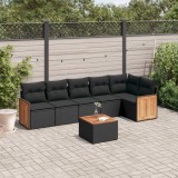 Cumpara ieftin Set canapele de grădină cu perne, 7 piese, negru, poliratan
