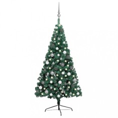 vidaXL Jumătate brad Crăciun artificial cu set globuri verde 240 cm 3077653