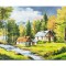 Tablou peisaj de la munte pictat manual dormitor, living, Oaza de liniste, 100x60cm ulei pe panza, Constantin Feraru
