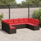 vidaXL Set de canapea cu pernă 9 pcs Maro poliratan 3346544