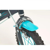 Bicicleta cu roti ajutatoare si sticluta de apa cu suport Blue Ice 16 inch, Toimsa