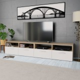Comode TV 2 buc, PAL, 95 x 35 x 36 cm, stejar și alb, vidaXL