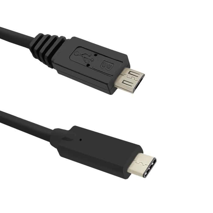 Cablu USB2.0 B micro USB mufa tata - USB type C mufa tata 1.2m negru QOLTEC 50476