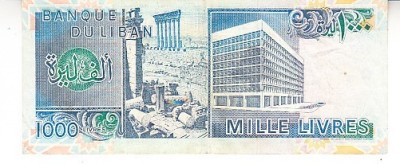B11 5 - Bancnota foarte veche - Liban - 1000 livre - 1991 foto