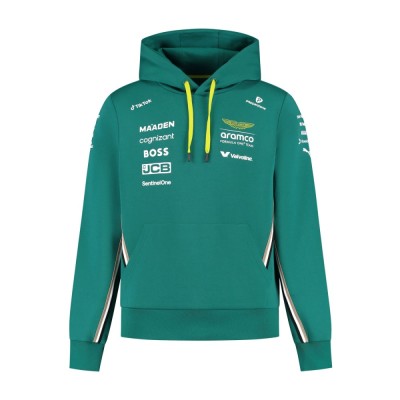 Aston Martin hanorac de bărbați cu glugă official Teamline Replica green F1 Team 2025 - M foto