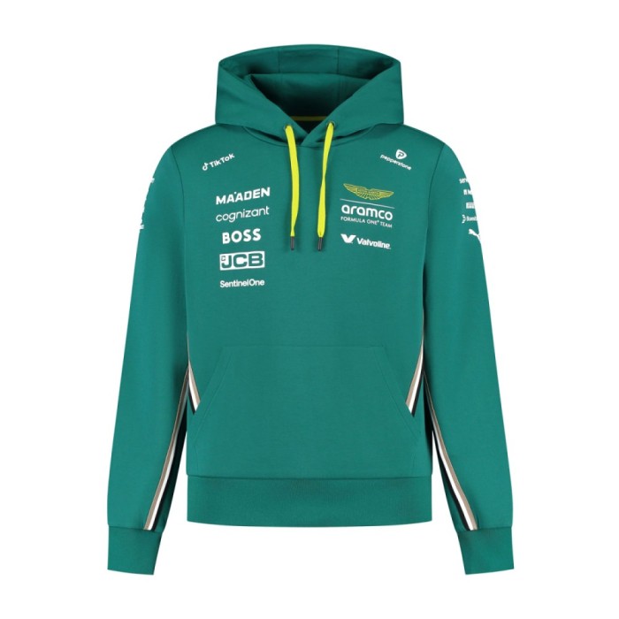 Aston Martin hanorac de bărbați cu glugă official Teamline Replica green F1 Team 2025 - M