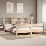 VidaXL Pat cu bibliotecă fără saltea, 200x200 cm, lemn masiv de pin