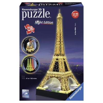 Puzzle 3D Turnul Eiffel noaptea, 216 piese Ravensburger foto
