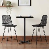 vidaXL Scaun de bar 2 pcs Negru 44 x 54 x 96 cm Rattan și oțel 42033209