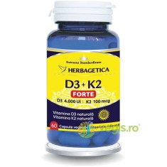 Vitamina D3 4000 U.I + K2 100mcg Forte 60cps