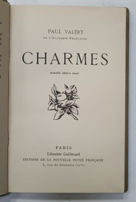CHARMES par PAUL VALERY , 1926, EXEMPLAR NUMEROTAT 4004 DIN 6000 * foto