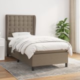 Cumpara ieftin Pat box spring cu saltea, gri taupe, 100x200 cm, textil