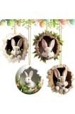 Set de 4 ornamente acrilice suspendate cu iepure de Paște, decor de Paște, iepure suspendat, decor suspendat 2D cu iepure