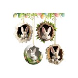 Set de 4 ornamente acrilice suspendate cu iepure de Paște, decor de Paște, iepure suspendat, decor suspendat 2D cu iepure