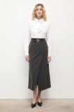 Answear.LAB fusta culoarea gri, midi, drept
