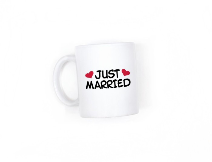 Cana alba personalizata Just Married, INOVATIX&reg;. 330ml
