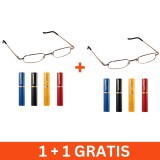 Ochelari pentru citit, rama aurie, toc clips inclus, 1+1 gratis