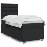 Cumpara ieftin Pat continental cu saltea, negru, 80x200 cm, piele ecologică