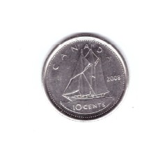 Moneda Canada 10 cents/centi 2008, stare foarte buna, curata
