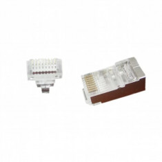 MUFA RJ-45 GEMBIRD pt. cablu FTP Cat5e RJ-45 (T) | RJ-45 (T) tip pass-through ecranat plastic cu metal 100 buc &amp;amp;quot;LC-PTF-01/100&amp;amp;quot; foto