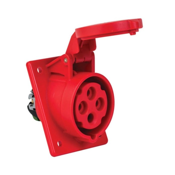 Priza trifazica 4 poli 16A 3P+E 6h incastrata oblica ST CEE 380V IP44 70x85mm