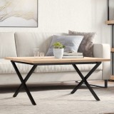 Masuta Cafea vidaXL Lemn Masiv Pin Maro 90x90 cm Cadru X Otel