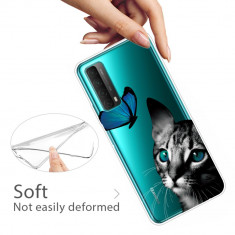 Husa silicon Huawei P Smart 2021 Cat and Butterfly,Silicon,TPU Vicevers foto