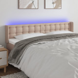 Tablie de pat cu LED cappuccino 183x16x78/88 cm piele ecologica GartenMobel Dekor, vidaXL