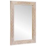 Oglinda vidaXL Alb 57x70 cm, Lemn Mango Masiv, Oglinda Baie, Oglinda Decorativa, Stil Clasic