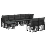 vidaXL Set de canapele de exterior 9 pcs Negru și Gri &icirc;nchis Poliester 3437557