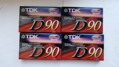 Lot 4 Casete TDK Slim D90 Black TYPE I Normal Bias Sigilate